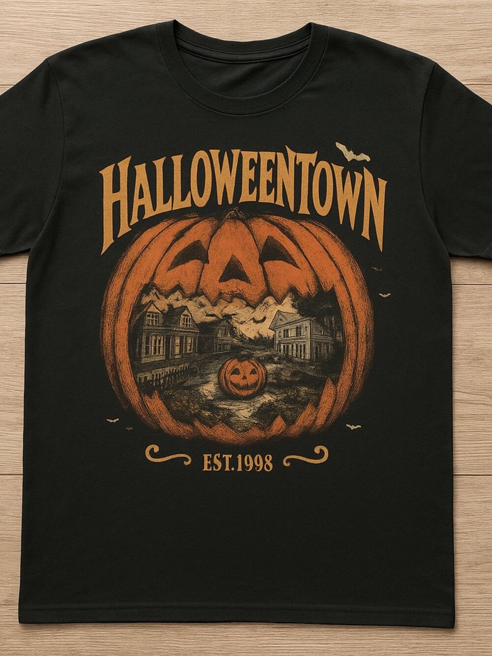 Halloweentown Graphic T-Shirt Black Pumpkin Halloween Vintage Style Tee